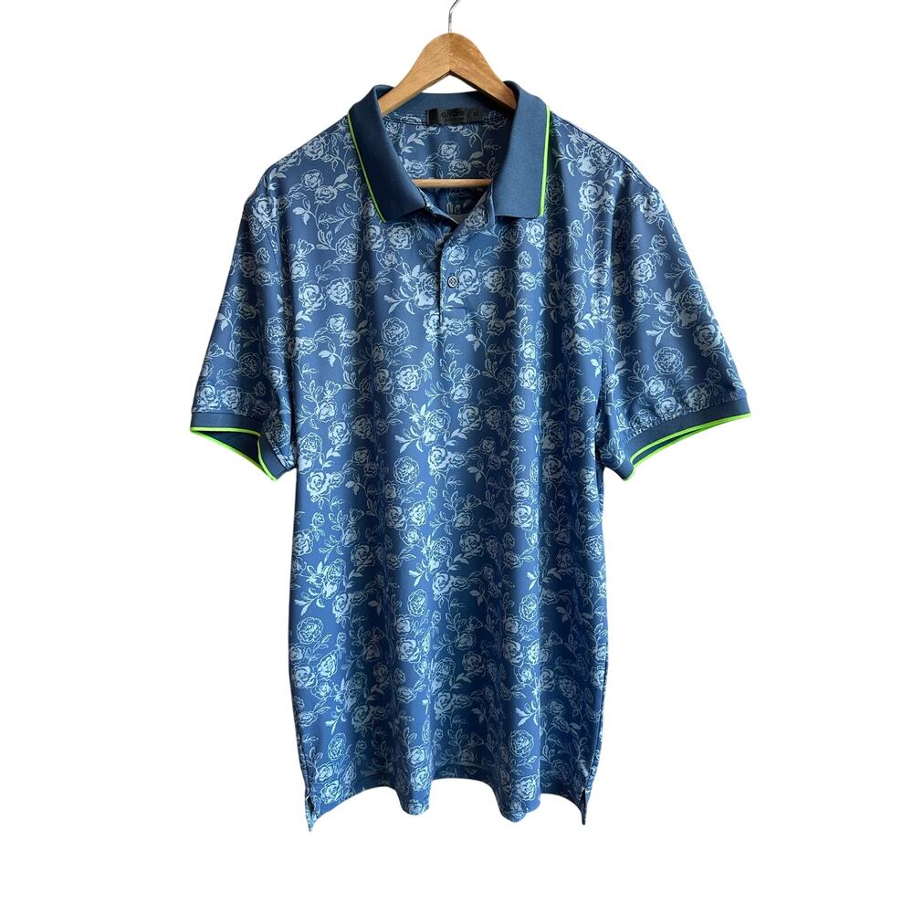 G/FORE Men's Pony Sketch Tech Jersey Polo Slate Blue XL